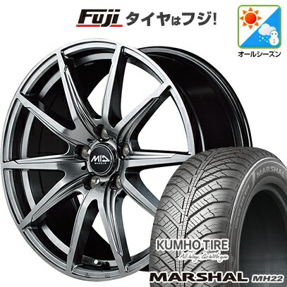 【新品国産車用5穴100】 オールシーズンタイヤ ホイール4本セット 225/60R17 103 V XL クムホ マーシャル MH22 オールシーズン(限定) MID WHEELS SLS 7J 17インチ(送料無料)