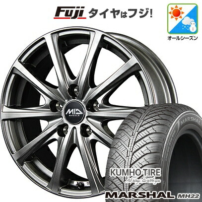 【新品国産車用5穴100】 オールシーズンタイヤ ホイール4本セット 225/60R17 103 V XL クムホ マーシャル MH22 オールシーズン(限定) MID WHEELS V25 メタリックグレー 7J 17インチ(送料無料)