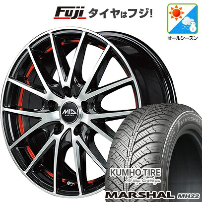 【新品国産車用5穴114.3】 オールシーズンタイヤ ホイール4本セット 225/65R17 106 V XL クムホ マーシャル MH22 オールシーズン(限定) MID WHEELS RX27 7J 17インチ(送料無料)