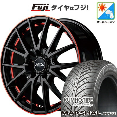 【新品国産車用5穴114.3】 オールシーズンタイヤ ホイール4本セット 225/60R17 103 V XL クムホ マーシャル MH22 オールシーズン(限定) MID WHEELS RX27 7J 17インチ(送料無料)