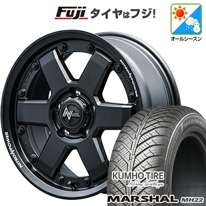 【新品国産車用5穴114.3】 オールシーズンタイヤ ホイール4本セット 225/65R17 106 V XL クムホ マーシャル MH22 オールシーズン(限定) MID WHEELS NITRO POWER M6 カービン 7J 17インチ(送料無料)