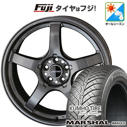 【新品国産車用5穴100】 オールシーズンタイヤ ホイール4本セット 225/60R17 103 V XL クムホ マーシャル MH22 オールシーズン(限定) 共豊 トレーサー GT-V 7.5J 17インチ(送料無料)|フジ スペシャルセレクション