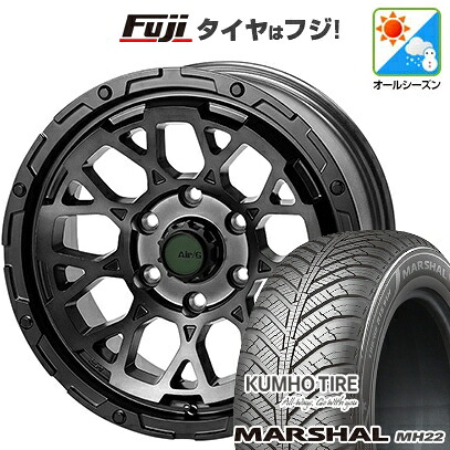 【新品国産車用5穴114.3】 オールシーズンタイヤ ホイール4本セット 215/65R16 102 V XL クムホ マーシャル MH22 オールシーズン(限定) フォーバイフォーエンジニア エアージー ロックス ゴーストエディション 7J 16インチ(送料無料)