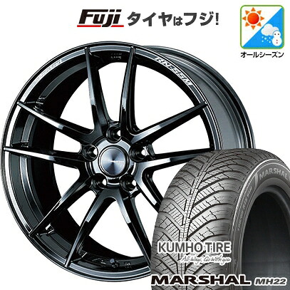 【新品国産車用5穴114.3】 オールシーズンタイヤ ホイール4本セット 225/45R18 95 W XL クムホ マーシャル MH22 オールシーズン(限定) WEDS ウェッズスポーツ RN-55M 8J 18インチ(送料無料)|フジ スペシャルセレクション
