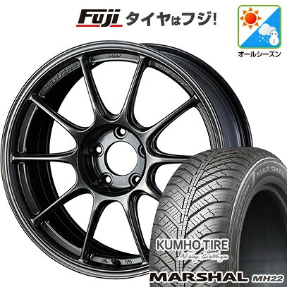 【新品国産車用5穴114.3】 オールシーズンタイヤ ホイール4本セット 225/45R18 95 W XL クムホ マーシャル MH22 オールシーズン(限定) WEDS ウェッズスポーツ TC-105X 8J 18インチ(送料無料)