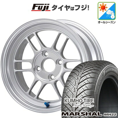 【新品国産車用5穴114.3】 オールシーズンタイヤ ホイール4本セット 215/65R16 102 V XL クムホ マーシャル MH22 オールシーズン(限定) ENKEI エンケイ Racing RP-F1 7J 16インチ(送料無料)|フジ スペシャルセレクション