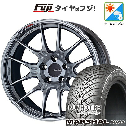 【新品国産車用5穴114.3】 オールシーズンタイヤ ホイール4本セット 225/45R18 95 W XL クムホ マーシャル MH22 オールシーズン(限定) ENKEI エンケイ Racing GTC02 8J 18インチ(送料無料)