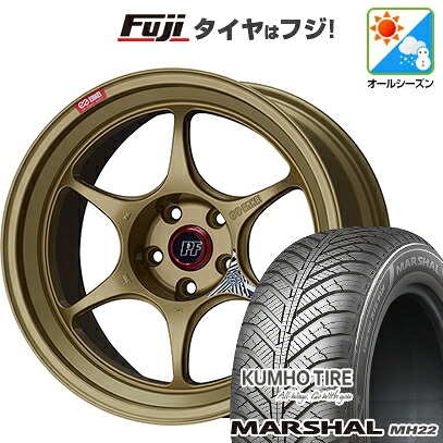【新品国産車用5穴100】 オールシーズンタイヤ ホイール4本セット 225/60R17 103 V XL クムホ マーシャル MH22 オールシーズン(限定) ENKEI エンケイ PerformanceLine PF06 ゴールド 7.5J 17インチ(送料無料)｜フジ スペシャルセレクション