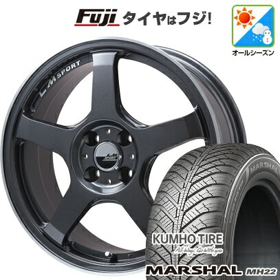 【新品国産車用5穴114.3】 オールシーズンタイヤ ホイール4本セット 225/65R17 106 V XL クムホ マーシャル MH22 オールシーズン(限定) レアマイスター LMスポーツ LM-05R(ガンメタ/リムポリッシュ) 7J 17インチ(送料無料)