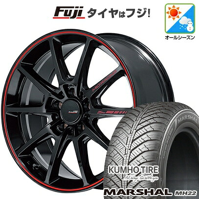 【新品国産車用5穴114.3】 オールシーズンタイヤ ホイール4本セット 205/55R17 クムホ マーシャル MH22 オールシーズン(限定) MID WHEELS MID RACING R25 Plus 7J 17インチ(送料無料)