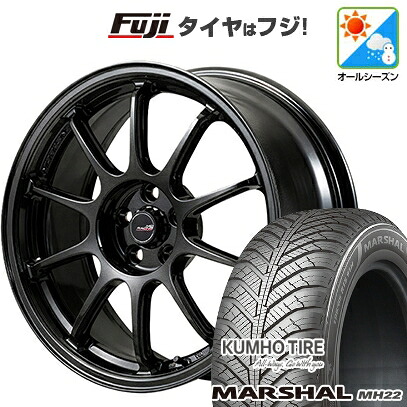【新品国産車用5穴100】 オールシーズンタイヤ ホイール4本セット 215/45R17 クムホ マーシャル MH22 オールシーズン(限定) MID WHEELS MID RACING R10 EVO 7.5J 17インチ(送料無料)