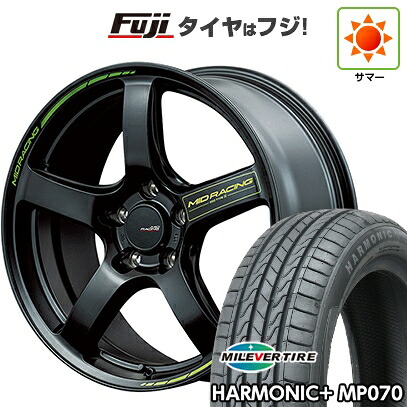 【新品】ライズ/ロッキー（ハイブリッド） 夏タイヤ ホイール4本セット 195/60R17 ミレバー ハーモニック プラス MP070(限定) MID WHEELS MID RACING R50 タイプS 7J 17インチ(送料無料)｜フジ スペシャルセレクション