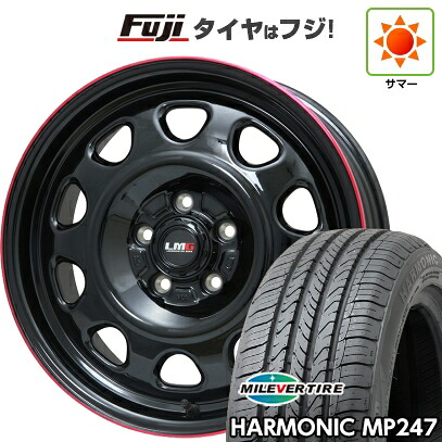 【新品】ヤリスクロス 夏タイヤ ホイール4本セット 205/65R16 ミレバー ハーモニック MP247(限定) レアマイスター LMG OFF-STYLE(グロスブラック/レッドリム) 7J 16インチ(送料無料)｜フジ スペシャルセレクション