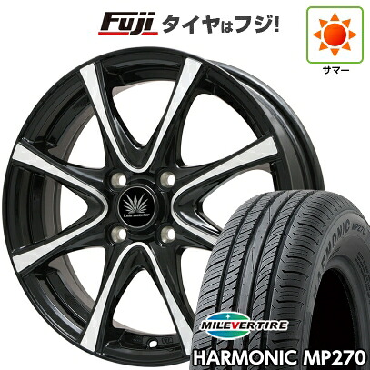 【新品国産車用5穴100】 夏タイヤ ホイール4本セット 195/65R15 ミレバー ハーモニック MP270(限定) プレミックス アマルフィV Jr(ブラックポリッシュ) 6J 15インチ(送料無料)