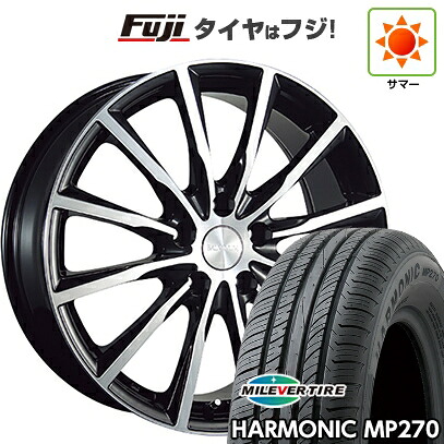【新品国産車用5穴100】 夏タイヤ ホイール4本セット 195/65R15 ミレバー ハーモニック MP270(限定) ブリヂストン バルミナ A12 6J 15インチ(送料無料)