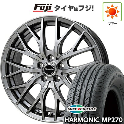 【新品国産車用5穴100】 夏タイヤ ホイール4本セット 195/65R15 ミレバー ハーモニック MP270(限定) ホットスタッフ エクシーダー E05II 6J 15インチ(送料無料)