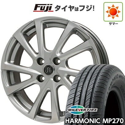 【新品】セレナ 夏タイヤ ホイール4本セット 195/65R15 ミレバー ハーモニック MP270(限定) ブランドルライン ボレアノ10 メタリックグレー 6J 15インチ(送料無料)