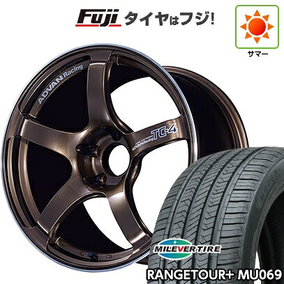 【新品国産車用5穴100】 夏タイヤ ホイール4本セット 225/55R18 ミレバー レンジツアープラスMU069（限定） ヨコハマ アドバンレーシング TC-4 8J 18インチ(送料無料)