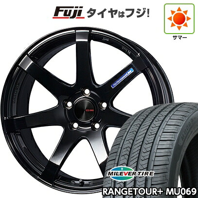 【新品国産車用5穴114.3】 夏タイヤ ホイール4本セット 225/55R18 ミレバー レンジツアープラスMU069（限定） ENKEI エンケイ PerformanceLine PF07 フジオリジナルカラー 7.5J 18インチ(送料無料)