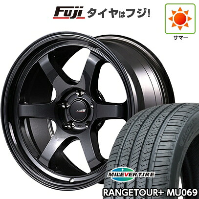 【新品国産車用5穴114.3】 夏タイヤ ホイール4本セット 225/55R18 ミレバー レンジツアープラスMU069（限定） MID WHEELS MID RACING R06 7.5J 18インチ(送料無料)