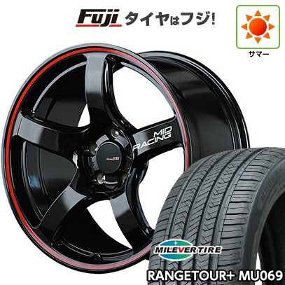 【新品国産車用5穴100】 夏タイヤ ホイール4本セット 225/55R18 ミレバー レンジツアープラスMU069（限定） MID WHEELS MID RACING R50 8J 18インチ(送料無料)
