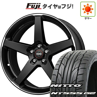 【パンク保証付き】【新品国産車用5穴114.3】 夏タイヤ ホイール4本セット 225/45R18 ニットー NT555 G2 モモ ファイブ 8J 18インチ(送料無料)