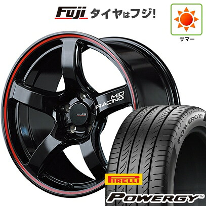 【新品国産車用5穴100】 夏タイヤ ホイール4本セット 225/55R18 ピレリ パワジー MID WHEELS MID RACING R50 7.5J 18インチ(送料無料)