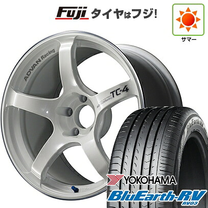 【パンク保証付き】【新品国産車用5穴100】 夏タイヤ ホイール4本セット 225/55R18 ヨコハマ ブルーアース RV-03 ヨコハマ アドバンレーシング TC-4 8J 18インチ(送料無料)