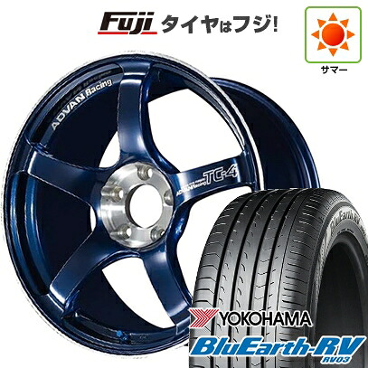 【パンク保証付き】【新品国産車用5穴114.3】 夏タイヤ ホイール4本セット 215/65R16 ヨコハマ ブルーアース RV-03 ヨコハマ アドバンレーシング TC-4 SE 7J 16インチ(送料無料)