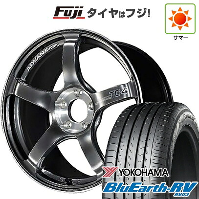 【パンク保証付き】【新品国産車用5穴100】 夏タイヤ ホイール4本セット 225/55R18 ヨコハマ ブルーアース RV-03 ヨコハマ アドバンレーシング TC-4 SE 8J 18インチ(送料無料)|フジ スペシャルセレクション