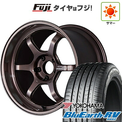 【パンク保証付き】【新品国産車用5穴100】 夏タイヤ ホイール4本セット 225/55R18 ヨコハマ ブルーアース RV-03 ヨコハマ アドバンレーシング R6 8J 18インチ(送料無料)