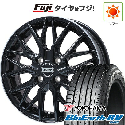 【パンク保証付き】【新品国産車用5穴114.3】 夏タイヤ ホイール4本セット 215/60R16 ヨコハマ ブルーアース RV-03 プレミックス MER XMESH グロスブラック/リムポリッシュ 6.5J 16インチ(送料無料) 78,045円