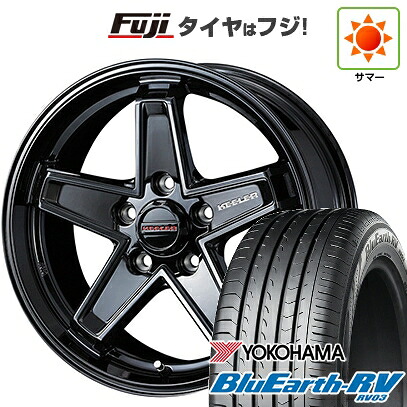 【パンク保証付き】【新品国産車用5穴114.3】 夏タイヤ ホイール4本セット 215/60R17 ヨコハマ ブルーアース RV-03 WEDS ウェッズアドベンチャー キーラータクティクス グロスブラック 7J 17インチ(送料無料)