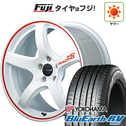 【パンク保証付き】【新品国産車用5穴114.3】 夏タイヤ ホイール4本セット 225/60R17 ヨコハマ ブルーアース RV-03 MID WHEELS MID RACING R50 7J 17インチ(送料無料)|フジ スペシャルセレクション