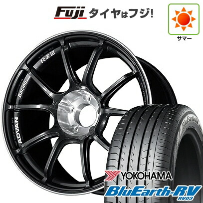【パンク保証付き】【新品国産車用5穴114.3】 夏タイヤ ホイール4本セット 215/45R18 ヨコハマ ブルーアース RV-03 ヨコハマ アドバンレーシング RZIII 7.5J 18インチ(送料無料)