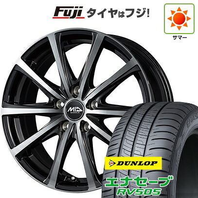 【新品】フリード 5穴/114 夏タイヤ ホイール4本セット 185/65R15 88 H ダンロップ エナセーブ RV505 MID WHEELS V25 ブラックポリッシュ 6J 15インチ(送料無料)