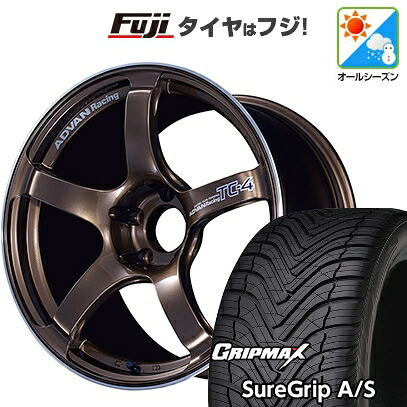 【新品国産車用5穴100】 オールシーズンタイヤ ホイール4本セット 225/40R18 グリップマックス シュアグリップ オールシーズン(限定) ヨコハマ アドバンレーシング TC-4 8.5J 18インチ(送料無料)