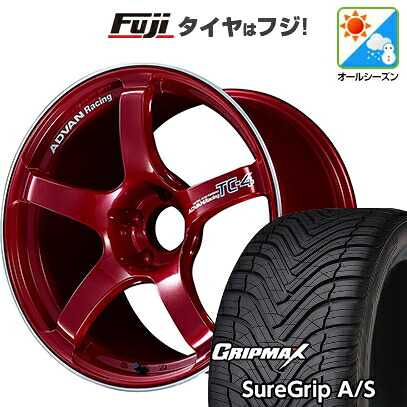 【新品国産車用5穴100】 オールシーズンタイヤ ホイール4本セット 225/40R18 グリップマックス シュアグリップ オールシーズン(限定) ヨコハマ アドバンレーシング TC-4 8.5J 18インチ(送料無料)