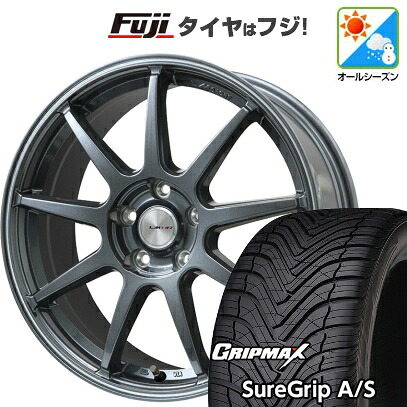 【新品国産車用5穴114.3】 オールシーズンタイヤ ホイール4本セット 235/50R18 グリップマックス シュアグリップ オールシーズン(限定) レアマイスター LMスポーツ LM-QR ガンメタ/ラインポリッシュ 7.5J 18インチ(送料無料)