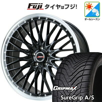 【新品国産車用5穴114.3】 オールシーズンタイヤ ホイール4本セット 235/50R18 グリップマックス シュアグリップ オールシーズン(限定) プレミックス MER PROMESH グロスブラック/リムポリッシュ 7.5J 18インチ(送料無料)