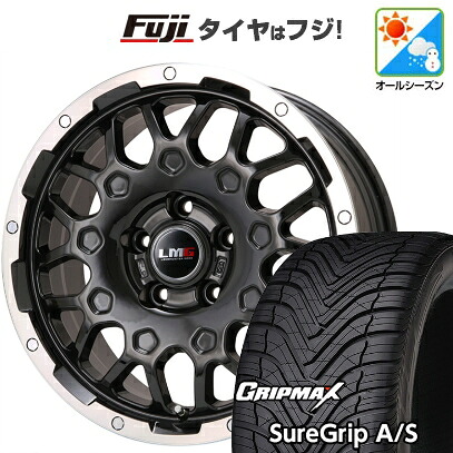 【新品国産車用5穴114.3】 オールシーズンタイヤ ホイール4本セット 225/45R18 グリップマックス シュアグリップ オールシーズン(限定) レアマイスター LMG MS-9W ブラック/ブラッククリアリム 7.5J 18インチ(送料無料)