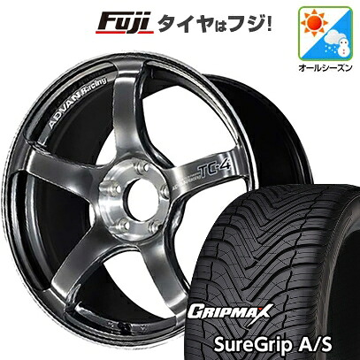 【新品国産車用5穴100】 オールシーズンタイヤ ホイール4本セット 225/55R18 グリップマックス シュアグリップ オールシーズン(限定) ヨコハマ アドバンレーシング TC-4 SE 8J 18インチ(送料無料)