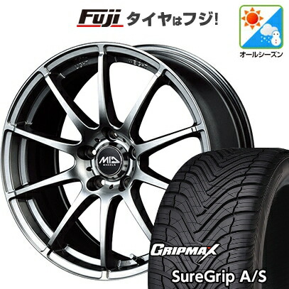 【新品国産車用5穴114.3】 オールシーズンタイヤ ホイール4本セット 235/60R18 グリップマックス シュアグリップ オールシーズン(限定) MID WHEELS スタッグ メタリックグレー 7J 18インチ(送料無料)