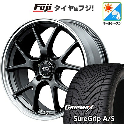 【新品国産車用5穴114.3】 オールシーズンタイヤ ホイール4本セット 225/40R18 グリップマックス シュアグリップ オールシーズン(限定) MID WHEELS エグゼ5 Vセレクション 8J 18インチ(送料無料)
