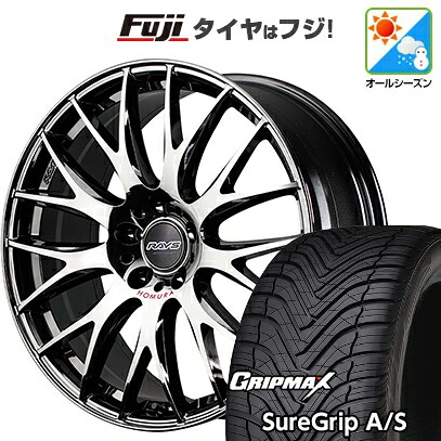 【新品国産車用5穴100】 オールシーズンタイヤ ホイール4本セット 225/40R19 グリップマックス シュアグリップ オールシーズン(限定) RAYS レイズ ホムラ 2X9Plus JET BLACK EDITION IV 7.5J 19インチ(送料無料)