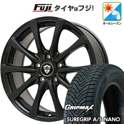 【新品国産車用5穴114.3】 オールシーズンタイヤ ホイール4本セット 225/65R17 グリップマックス シュアグリップ オールシーズン ナノ(限定) エルベ エステローザ FSV グロスブラック 7J 17インチ(送料無料)|フジ スペシャルセレクション