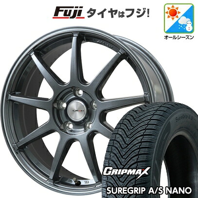 【新品国産車用5穴114.3】 オールシーズンタイヤ ホイール4本セット 225/65R17 グリップマックス シュアグリップ オールシーズン ナノ(限定) レアマイスター LMスポーツ LM-QR ガンメタ/ラインポリッシュ 7.5J 17インチ(送料無料) 67,320円