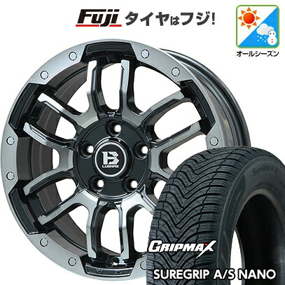 【新品国産車用5穴114.3】 オールシーズンタイヤ ホイール4本セット 225/65R17 グリップマックス シュアグリップ オールシーズン ナノ(限定) ビッグウエイ B-LUGNAS FRD(ブラックポリッシュ/ブラッククリア) 7J 17インチ(送料無料)｜フジ スペシャルセレクション