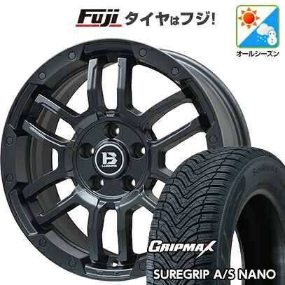 【新品国産車用5穴114.3】 オールシーズンタイヤ ホイール4本セット 225/65R17 グリップマックス シュアグリップ オールシーズン ナノ(限定) ビッグウエイ B-LUGNAS FRD(マットブラック) 7J 17インチ(送料無料)｜フジ スペシャルセレクション