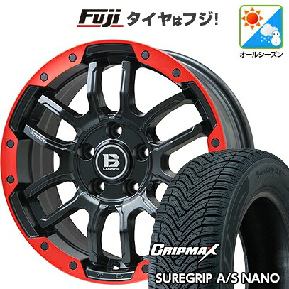 【新品国産車用5穴114.3】 オールシーズンタイヤ ホイール4本セット 225/65R17 グリップマックス シュアグリップ オールシーズン ナノ(限定) ビッグウエイ B-LUGNAS FRD(マットブラック/レッドリム) 7J 17インチ(送料無料)